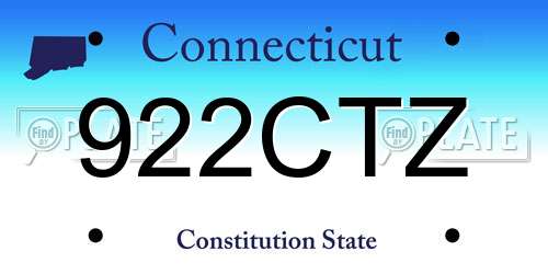 922CTZ Connecticut License Plate