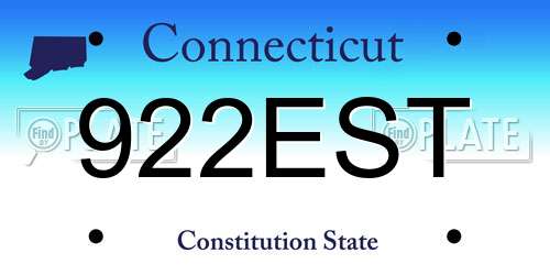 922EST Connecticut License Plate