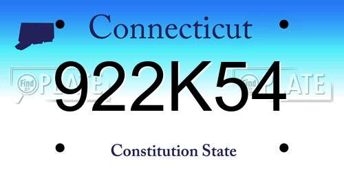 922K54 Connecticut License Plate