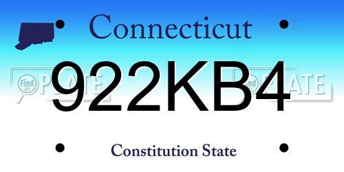 922KB4 Connecticut License Plate