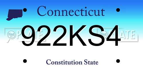 922KS4 Connecticut License Plate
