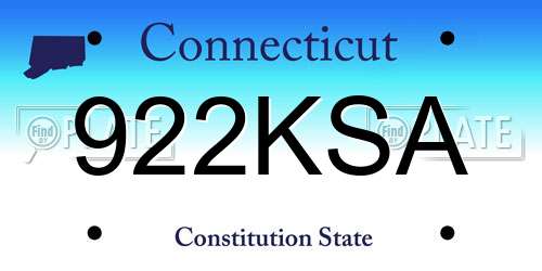 922KSA Connecticut License Plate