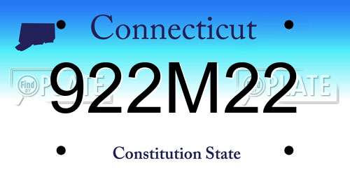 922M22 Connecticut License Plate