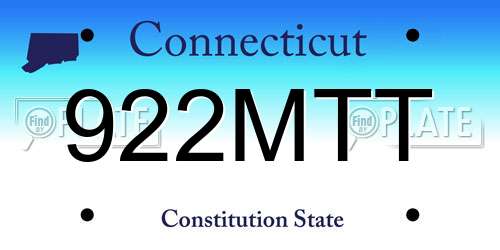922MTT Connecticut License Plate