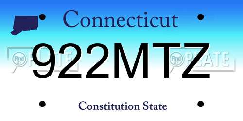 922MTZ Connecticut License Plate