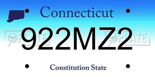 922MZ2 Connecticut License Plate