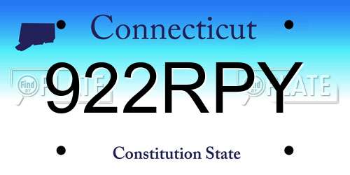 922RPY Connecticut License Plate