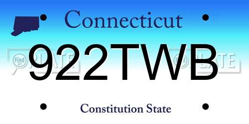 922TWB Connecticut License Plate