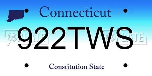 922TWS Connecticut License Plate
