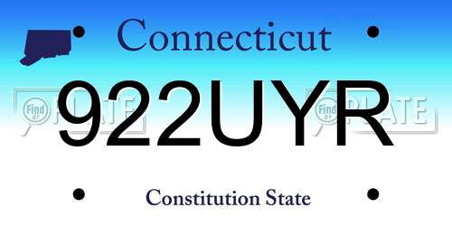 922UYR Connecticut License Plate