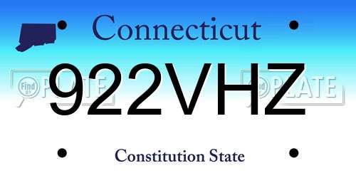 922VHZ Connecticut License Plate
