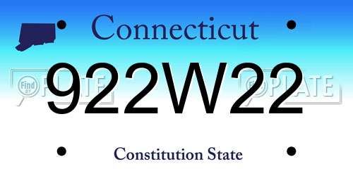 922W22 Connecticut License Plate