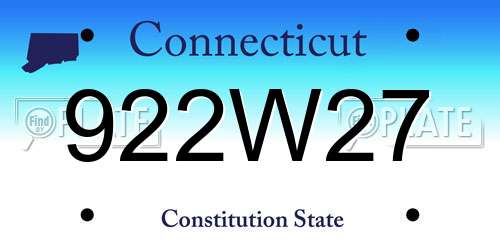 922W27 Connecticut License Plate