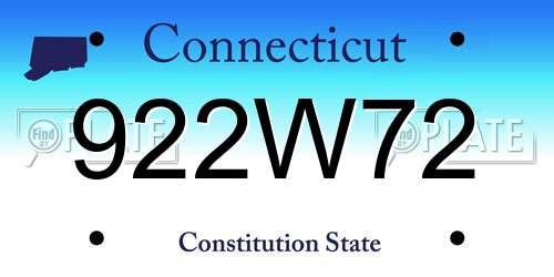 922W72 Connecticut License Plate