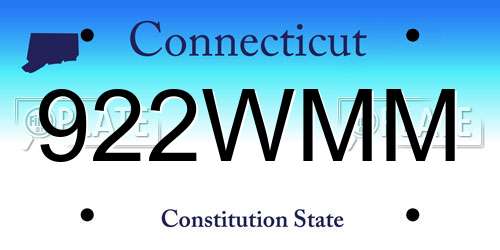 922WMM Connecticut License Plate