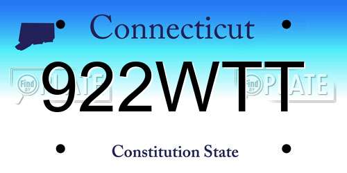 922WTT Connecticut License Plate