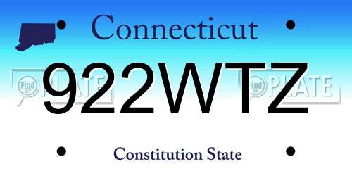 922WTZ Connecticut License Plate