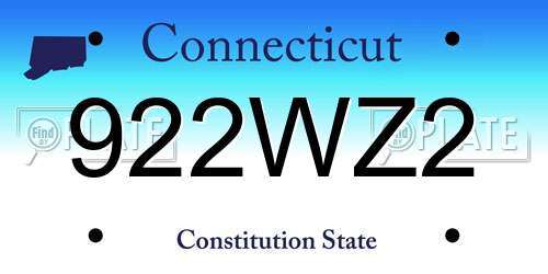 922WZ2 Connecticut License Plate