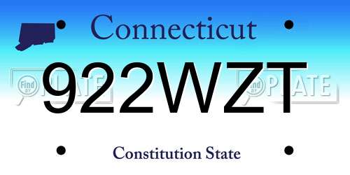 922WZT Connecticut License Plate