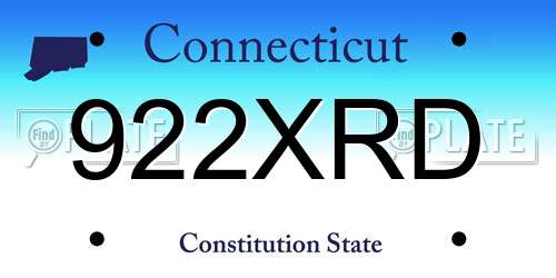 922XRD Connecticut License Plate