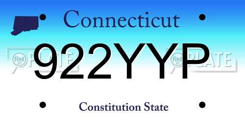 922YYP Connecticut License Plate