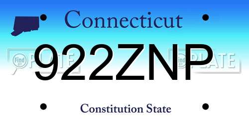 922ZNP Connecticut License Plate