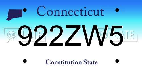 922ZW5 Connecticut License Plate