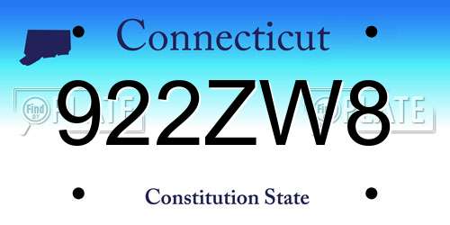 922ZW8 Connecticut License Plate