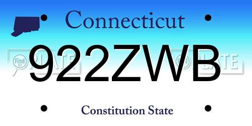 922ZWB Connecticut License Plate