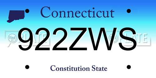 922ZWS Connecticut License Plate