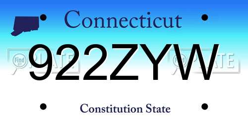 922ZYW Connecticut License Plate
