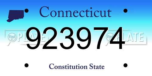 923974 Connecticut License Plate