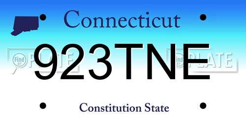 923TNE Connecticut License Plate