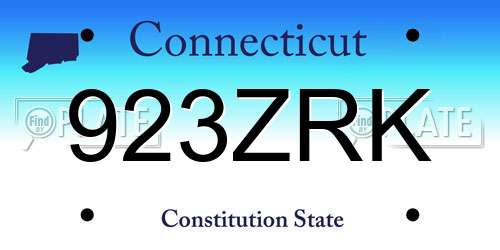 923ZRK Connecticut License Plate
