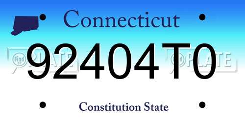 92404T0 Connecticut License Plate