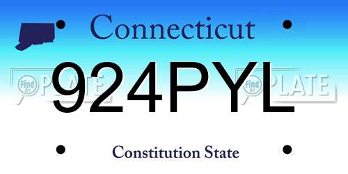 924PYL Connecticut License Plate