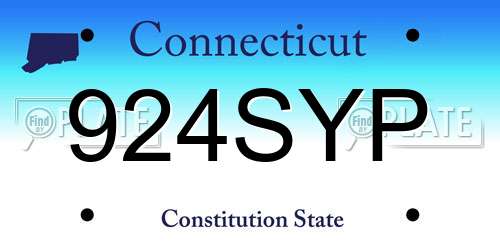 924SYP Connecticut License Plate