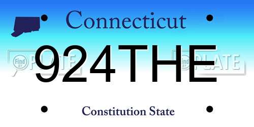 924THE Connecticut License Plate