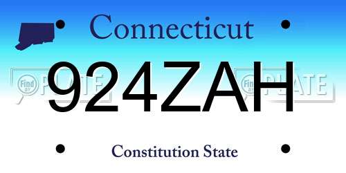 924ZAH Connecticut License Plate