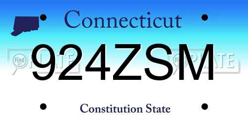 924ZSM Connecticut License Plate