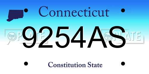 9254AS Connecticut License Plate
