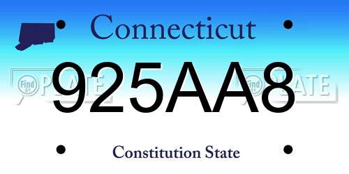 925AA8 Connecticut License Plate