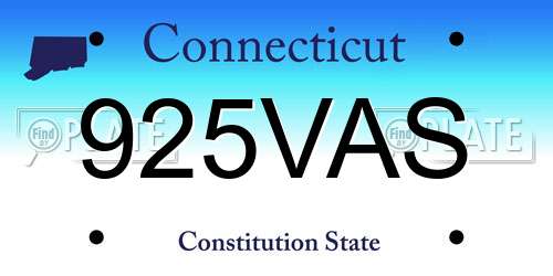 925VAS Connecticut License Plate