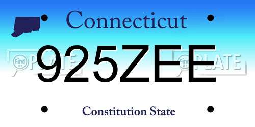 925ZEE Connecticut License Plate