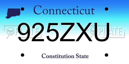 925ZXU Connecticut License Plate