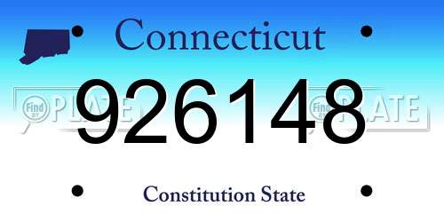 926148 Connecticut License Plate