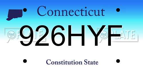 926HYF Connecticut License Plate