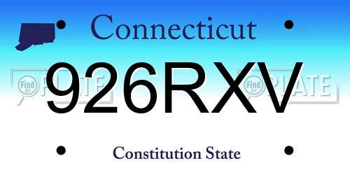 926RXV Connecticut License Plate