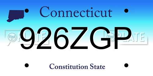 926ZGP Connecticut License Plate