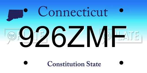 926ZMF Connecticut License Plate
